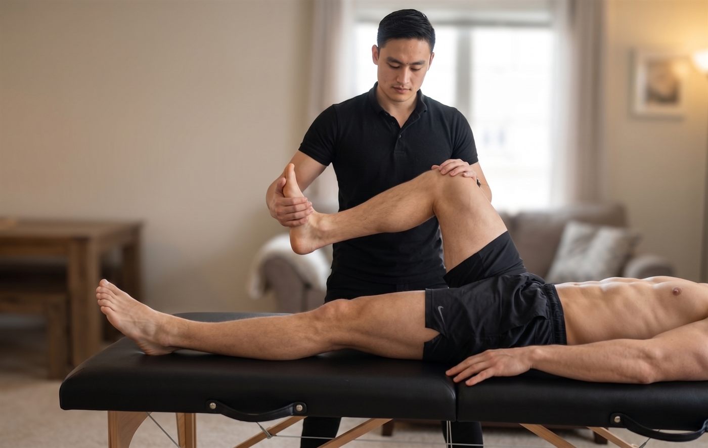 In-home assisted stretching session in Calgary